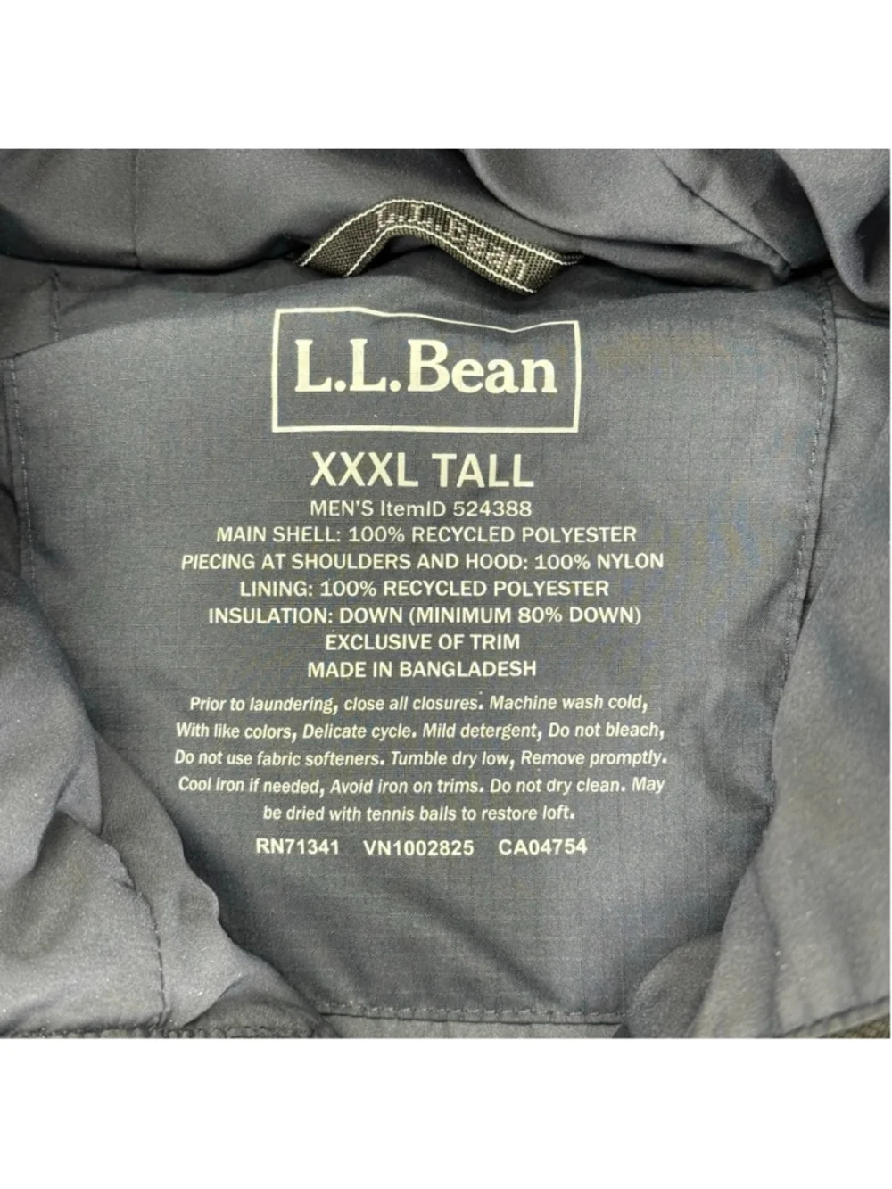 Men's L.L.Bean Mountain Classic Hooded Down Vest XXXL Tall Navy Black